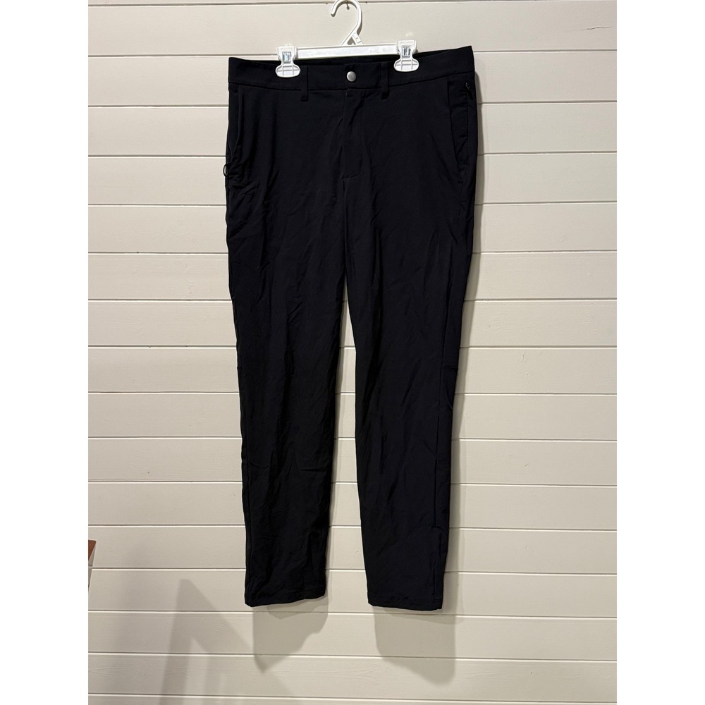 CRZ YOGA Men Black Flat Front Pants Size‎ 32 Lightweight Performance Stretch